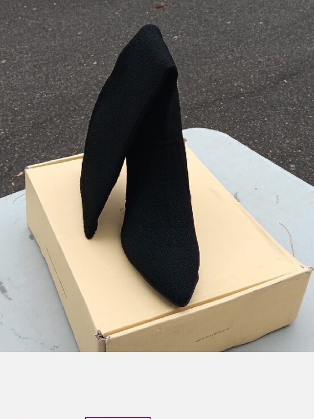 Black Pointed Sock Heel Booties - Sleek Stretch Knit Design